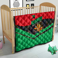 Martinique Pride Quilt with Red Green Design and Tropical Bird of Paradise Flower