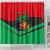 Martinique Pride Shower Curtain with Red Green Design and Tropical Bird of Paradise Flower