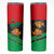 Martinique Pride Skinny Tumbler with Red Green Design and Tropical Bird of Paradise Flower