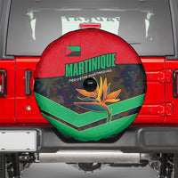 Martinique Pride Spare Tire Cover with Red Green Design and Tropical Bird of Paradise Flower