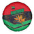 Martinique Pride Spare Tire Cover with Red Green Design and Tropical Bird of Paradise Flower