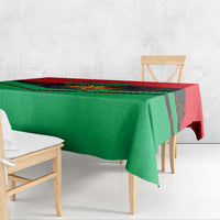 Martinique Pride Tablecloth with Red Green Design and Tropical Bird of Paradise Flower