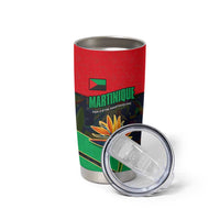 Martinique Pride Tumbler Cup with Red Green Design and Tropical Bird of Paradise Flower
