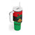Martinique Pride Tumbler With Handle with Red Green Design and Tropical Bird of Paradise Flower