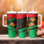 Martinique Pride Tumbler With Handle with Red Green Design and Tropical Bird of Paradise Flower