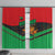 Martinique Pride Window Curtain with Red Green Design and Tropical Bird of Paradise Flower