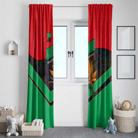 Martinique Pride Window Curtain with Red Green Design and Tropical Bird of Paradise Flower