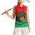 Martinique Pride Women Sleeveless Polo Shirt with Red Green Design and Tropical Bird of Paradise Flower