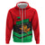 Martinique Pride Zip Hoodie with Red Green Design and Tropical Bird of Paradise Flower