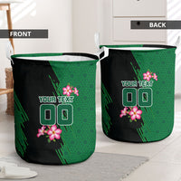 Personalized Saudi Arabia Football Laundry Basket Falcon Mascot Green - Desert Rose Geometric