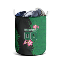 Personalized Saudi Arabia Football Laundry Basket Falcon Mascot Green - Desert Rose Geometric