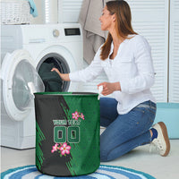 Personalized Saudi Arabia Football Laundry Basket Falcon Mascot Green - Desert Rose Geometric