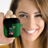 Personalized Saudi Arabia Football AirPods Case Falcon Mascot Green - Desert Rose Geometric