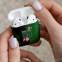 Personalized Saudi Arabia Football AirPods Case Falcon Mascot Green - Desert Rose Geometric