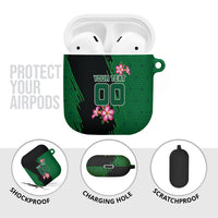 Personalized Saudi Arabia Football AirPods Case Falcon Mascot Green - Desert Rose Geometric