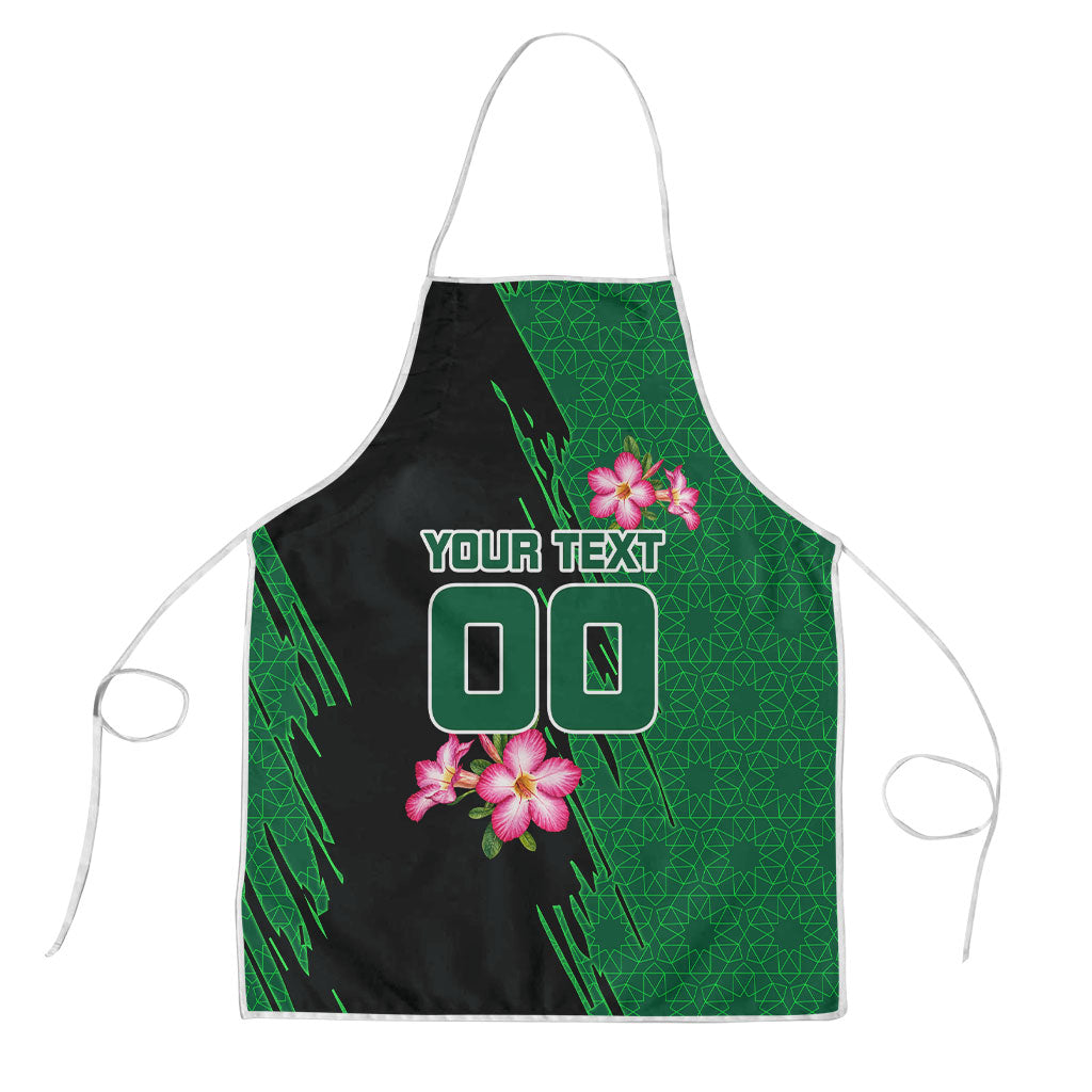 Personalized Saudi Arabia Football Apron Falcon Mascot Green - Desert Rose Geometric