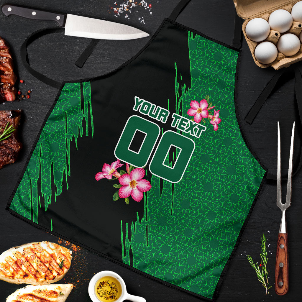 Personalized Saudi Arabia Football Apron Falcon Mascot Green - Desert Rose Geometric