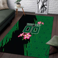Personalized Saudi Arabia Football Area Rug Falcon Mascot Green - Desert Rose Geometric
