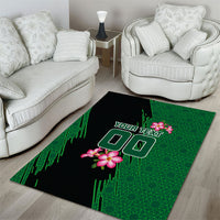 Personalized Saudi Arabia Football Area Rug Falcon Mascot Green - Desert Rose Geometric