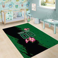 Personalized Saudi Arabia Football Area Rug Falcon Mascot Green - Desert Rose Geometric