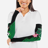 Personalized Saudi Arabia Football Arm Sleeves Falcon Mascot Green - Desert Rose Geometric