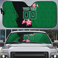 Personalized Saudi Arabia Football Auto Sun Shade Falcon Mascot Green - Desert Rose Geometric