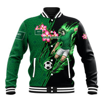 Personalized Saudi Arabia Football Baseball Jacket Falcon Mascot Green - Desert Rose Geometric