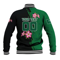 Personalized Saudi Arabia Football Baseball Jacket Falcon Mascot Green - Desert Rose Geometric