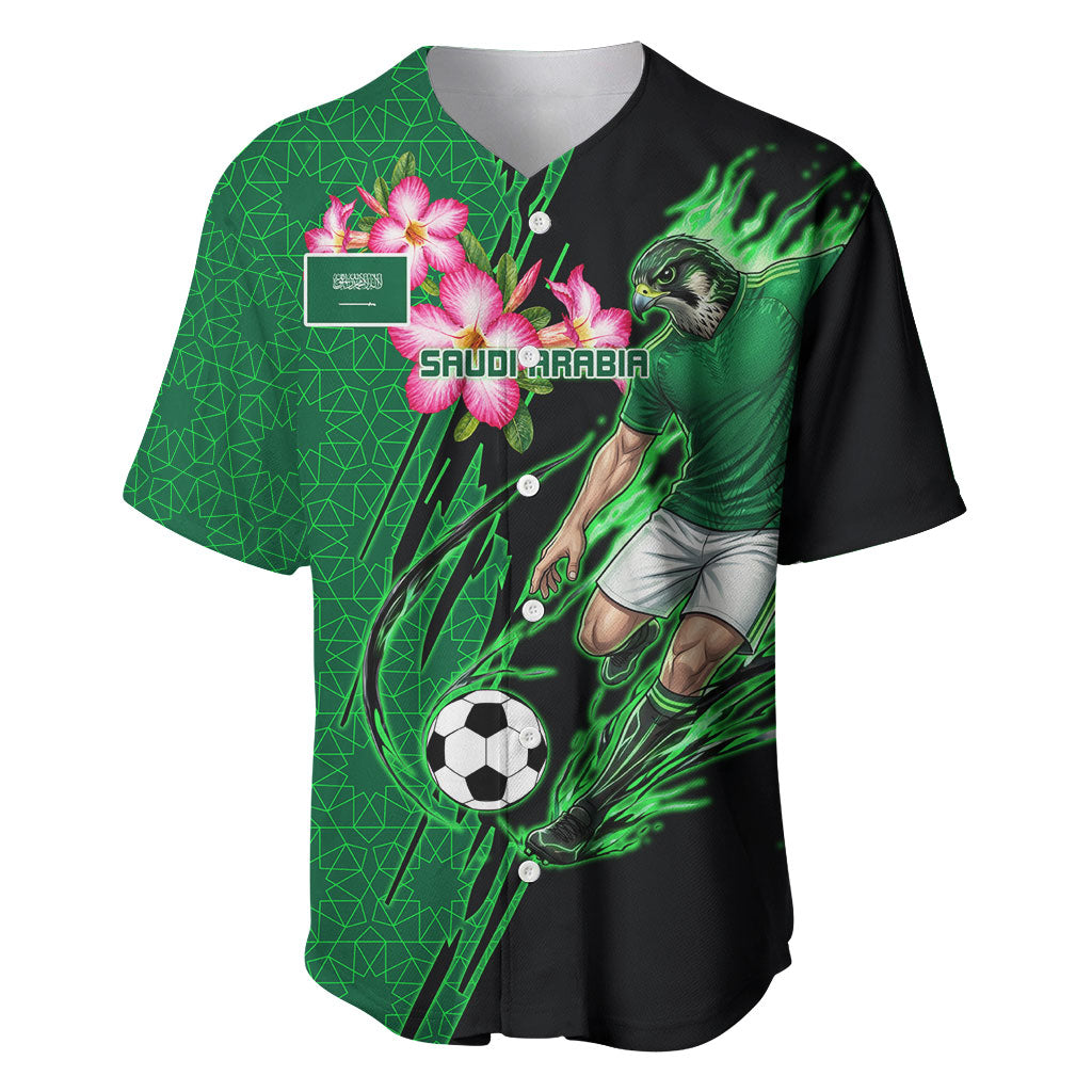 Personalized Saudi Arabia Football Baseball Jersey Falcon Mascot Green - Desert Rose Geometric