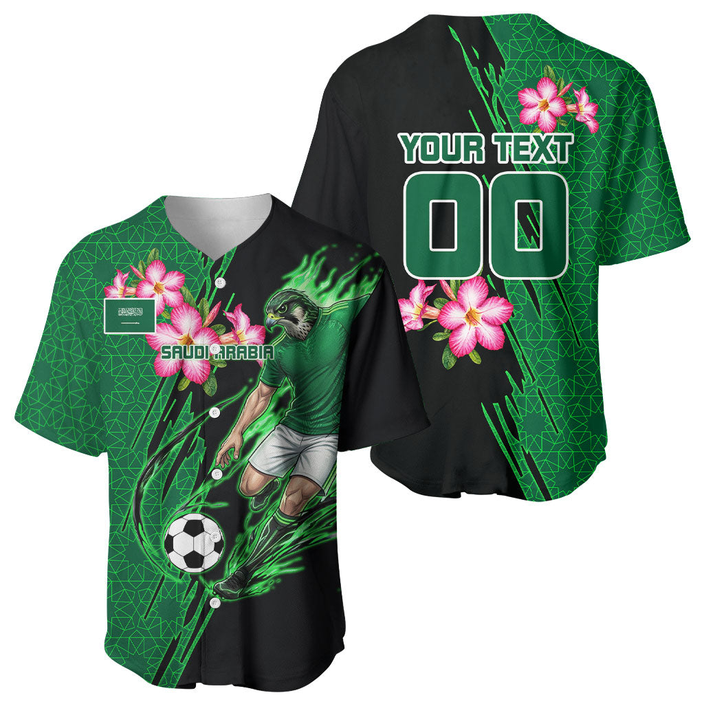 Personalized Saudi Arabia Football Baseball Jersey Falcon Mascot Green - Desert Rose Geometric