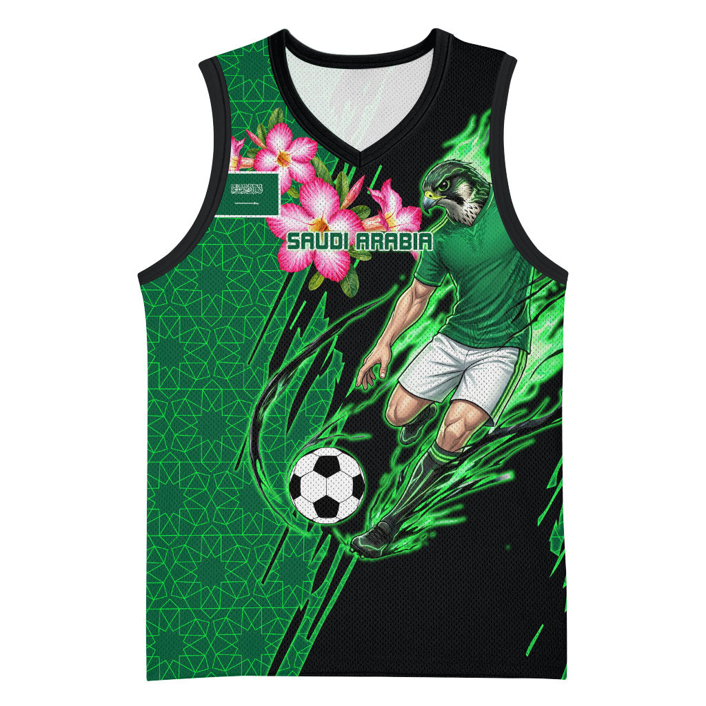 Personalized Saudi Arabia Football Basketball Jersey Falcon Mascot Green - Desert Rose Geometric