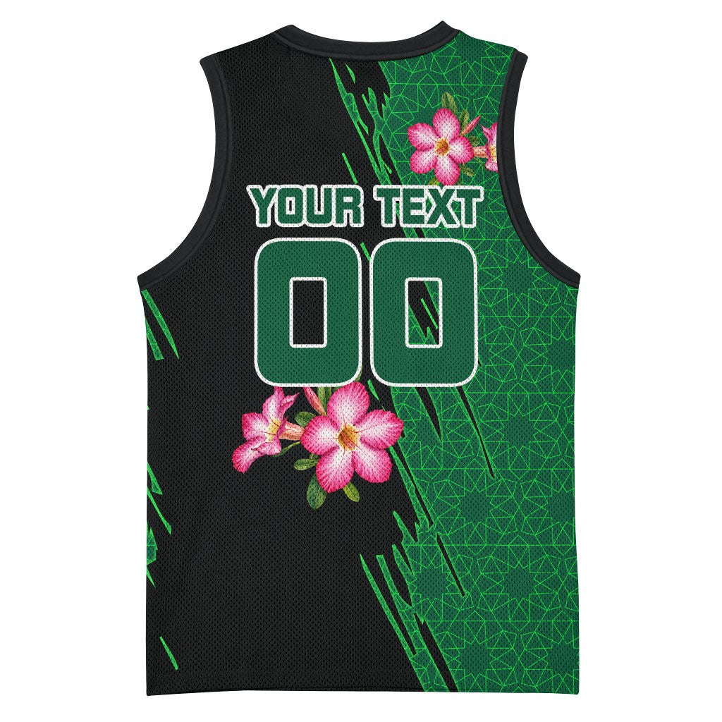 Personalized Saudi Arabia Football Basketball Jersey Falcon Mascot Green - Desert Rose Geometric