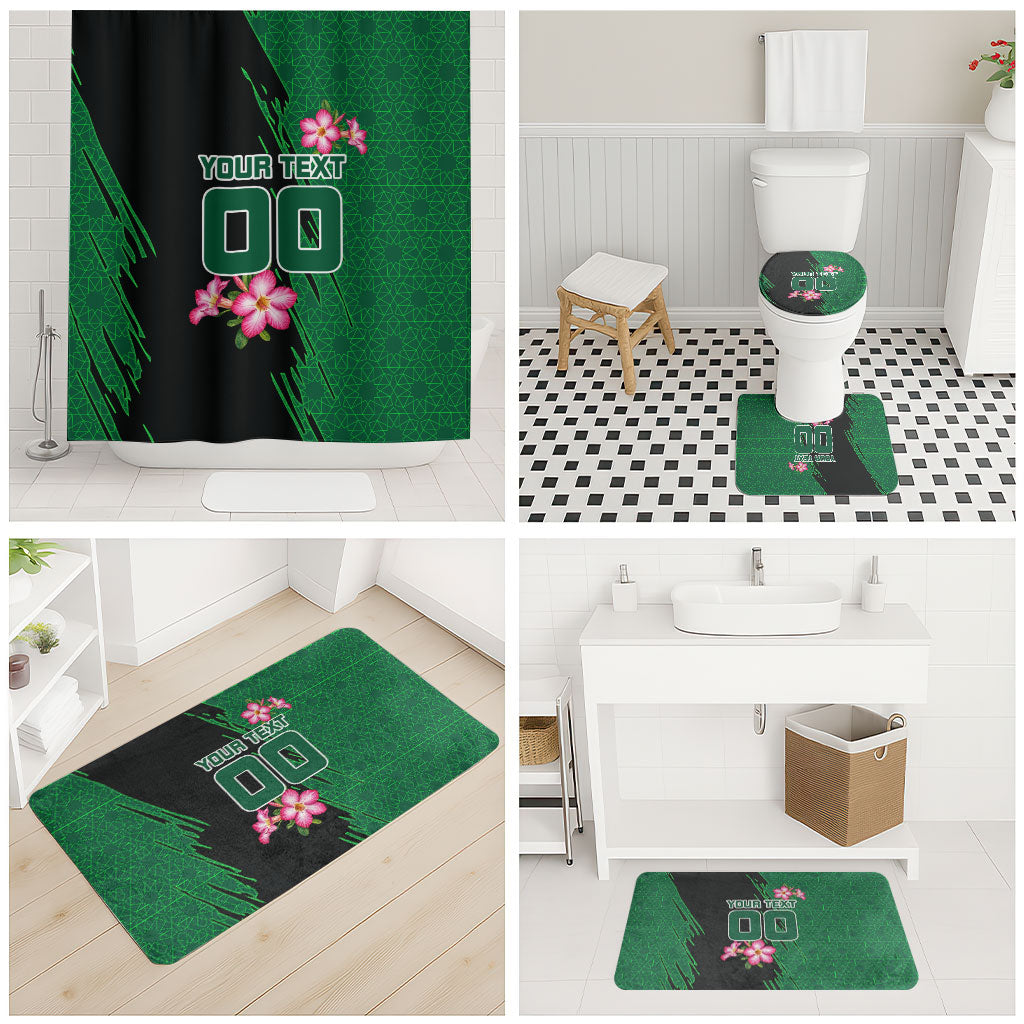 Personalized Saudi Arabia Football Bathroom Set Falcon Mascot Green - Desert Rose Geometric