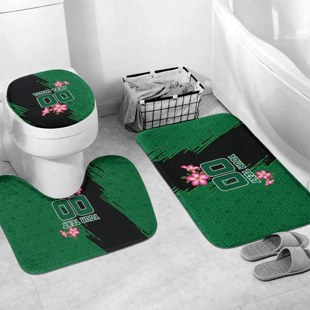 Personalized Saudi Arabia Football Bathroom Set Falcon Mascot Green - Desert Rose Geometric