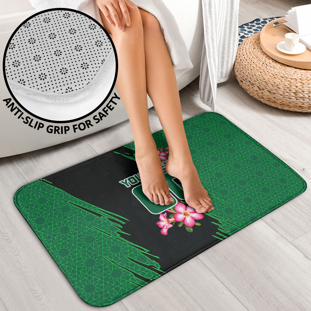 Personalized Saudi Arabia Football Bathroom Set Falcon Mascot Green - Desert Rose Geometric