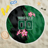 Personalized Saudi Arabia Football Beach Blanket Falcon Mascot Green - Desert Rose Geometric
