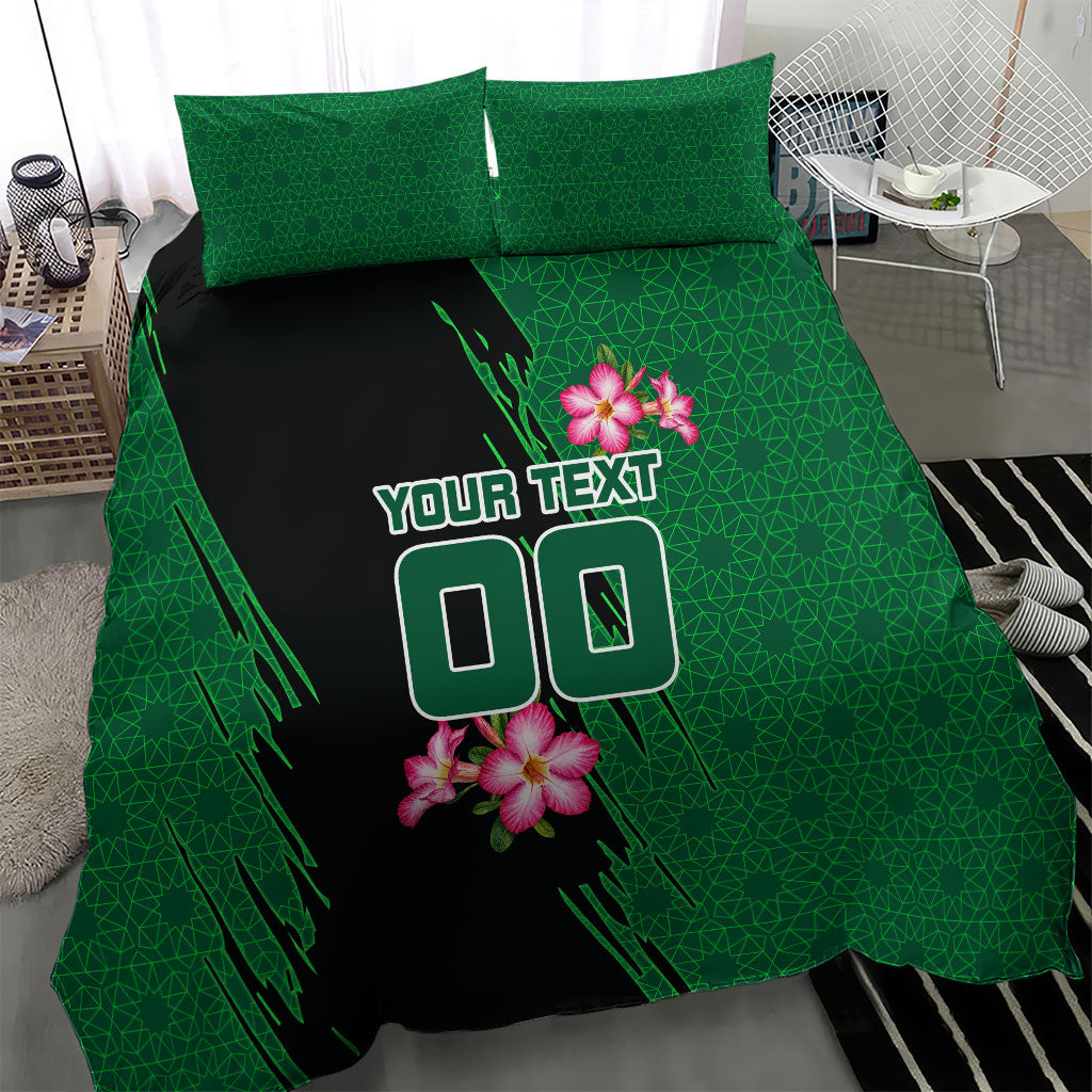 Personalized Saudi Arabia Football Bedding Set Falcon Mascot Green - Desert Rose Geometric
