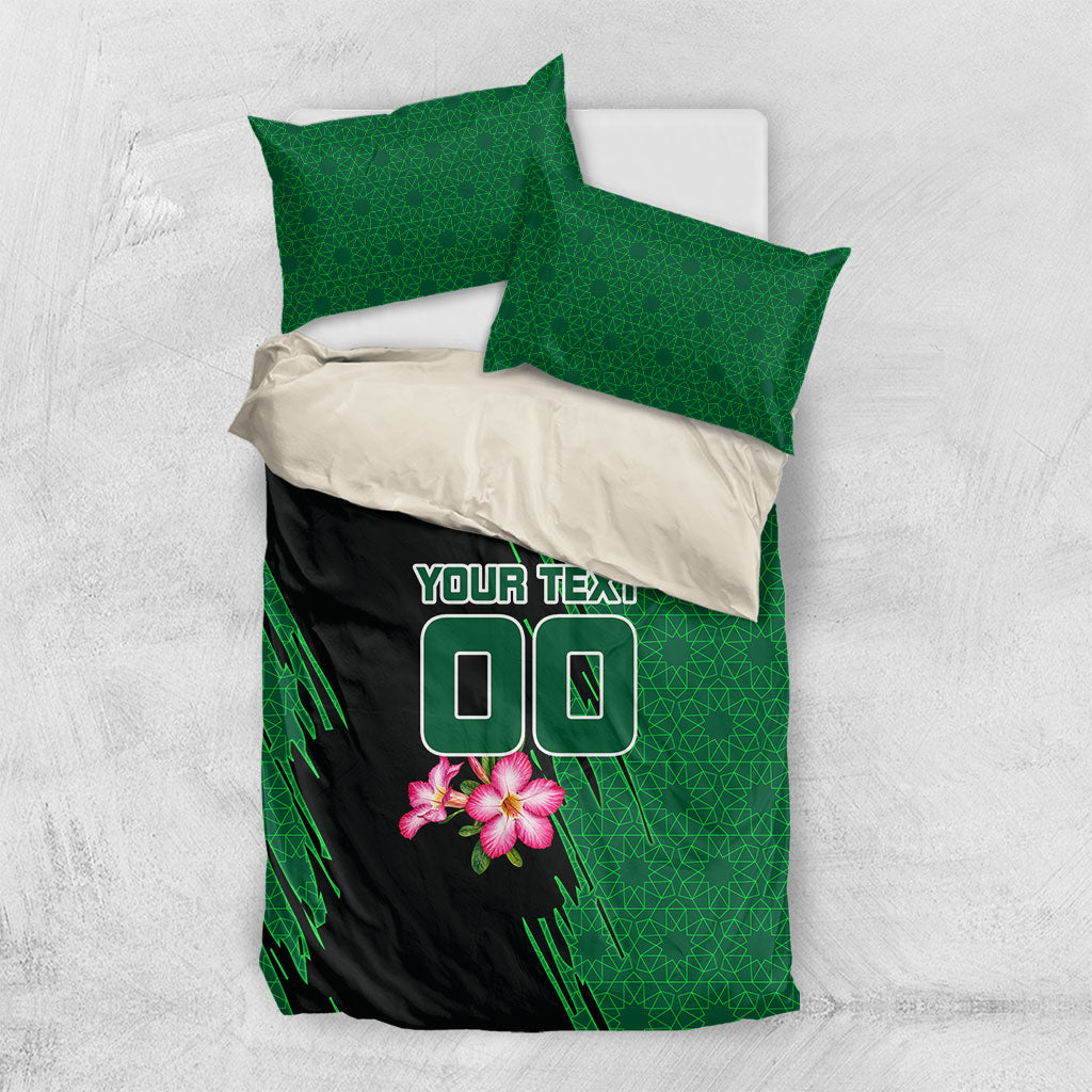Personalized Saudi Arabia Football Bedding Set Falcon Mascot Green - Desert Rose Geometric