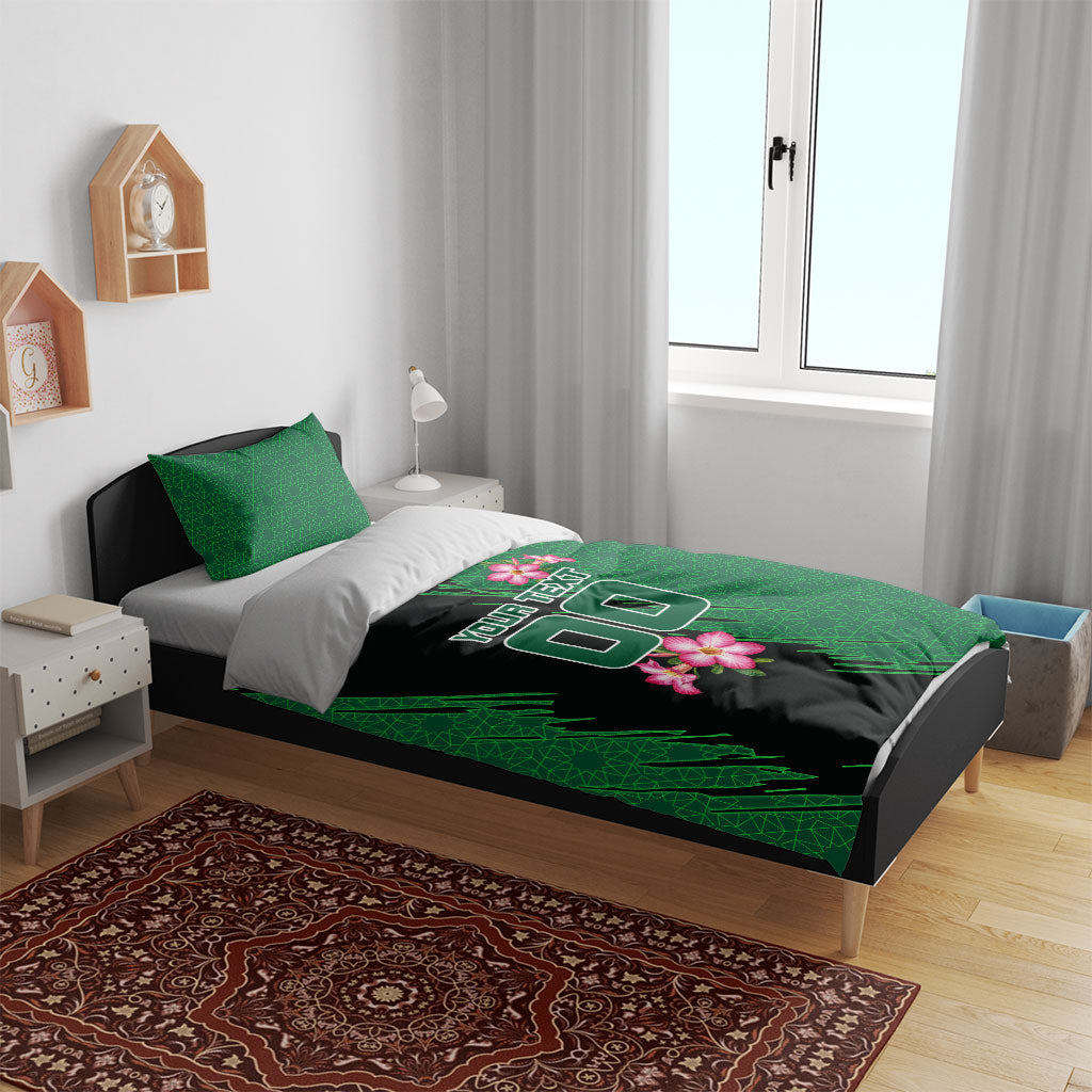 Personalized Saudi Arabia Football Bedding Set Falcon Mascot Green - Desert Rose Geometric