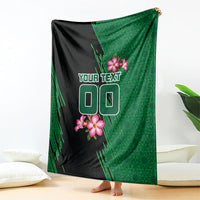 Personalized Saudi Arabia Football Blanket Falcon Mascot Green - Desert Rose Geometric