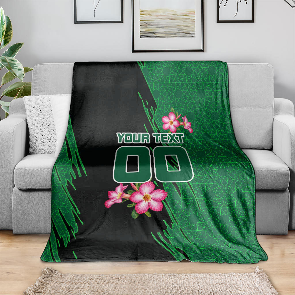 Personalized Saudi Arabia Football Blanket Falcon Mascot Green - Desert Rose Geometric