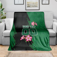 Personalized Saudi Arabia Football Blanket Falcon Mascot Green - Desert Rose Geometric