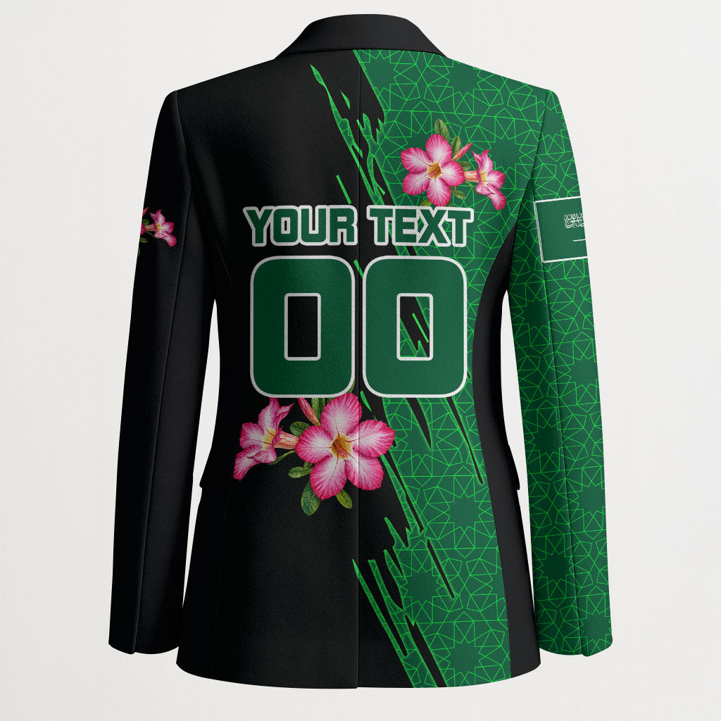 Personalized Saudi Arabia Football Blazer Falcon Mascot Green - Desert Rose Geometric