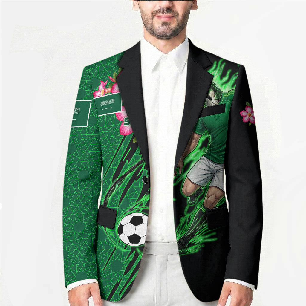 Personalized Saudi Arabia Football Blazer Falcon Mascot Green - Desert Rose Geometric