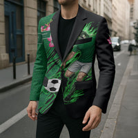Personalized Saudi Arabia Football Blazer Falcon Mascot Green - Desert Rose Geometric