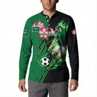 Personalized Saudi Arabia Football Button Sweatshirt Falcon Mascot Green - Desert Rose Geometric