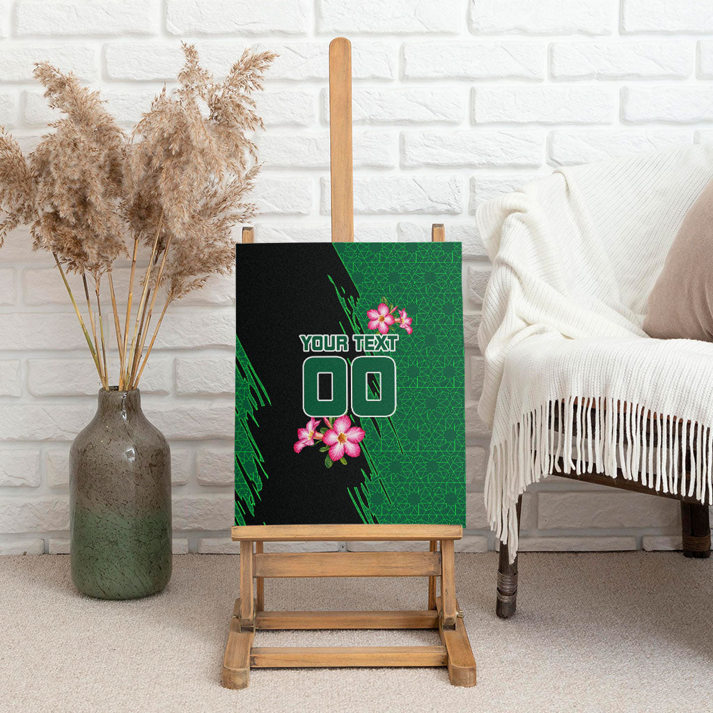 Personalized Saudi Arabia Football Canvas Wall Art Falcon Mascot Green - Desert Rose Geometric