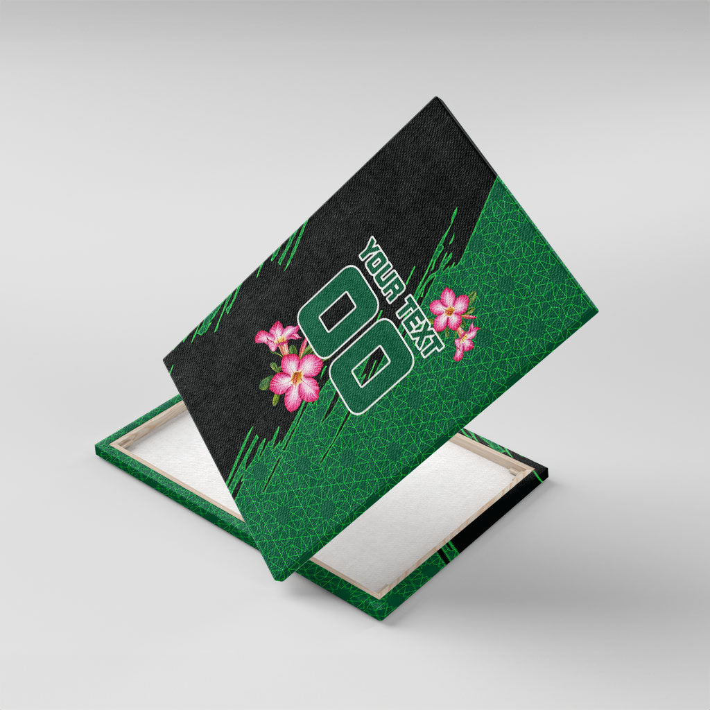Personalized Saudi Arabia Football Canvas Wall Art Falcon Mascot Green - Desert Rose Geometric