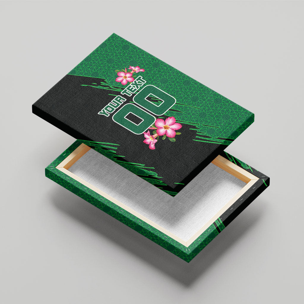 Personalized Saudi Arabia Football Canvas Wall Art Falcon Mascot Green - Desert Rose Geometric