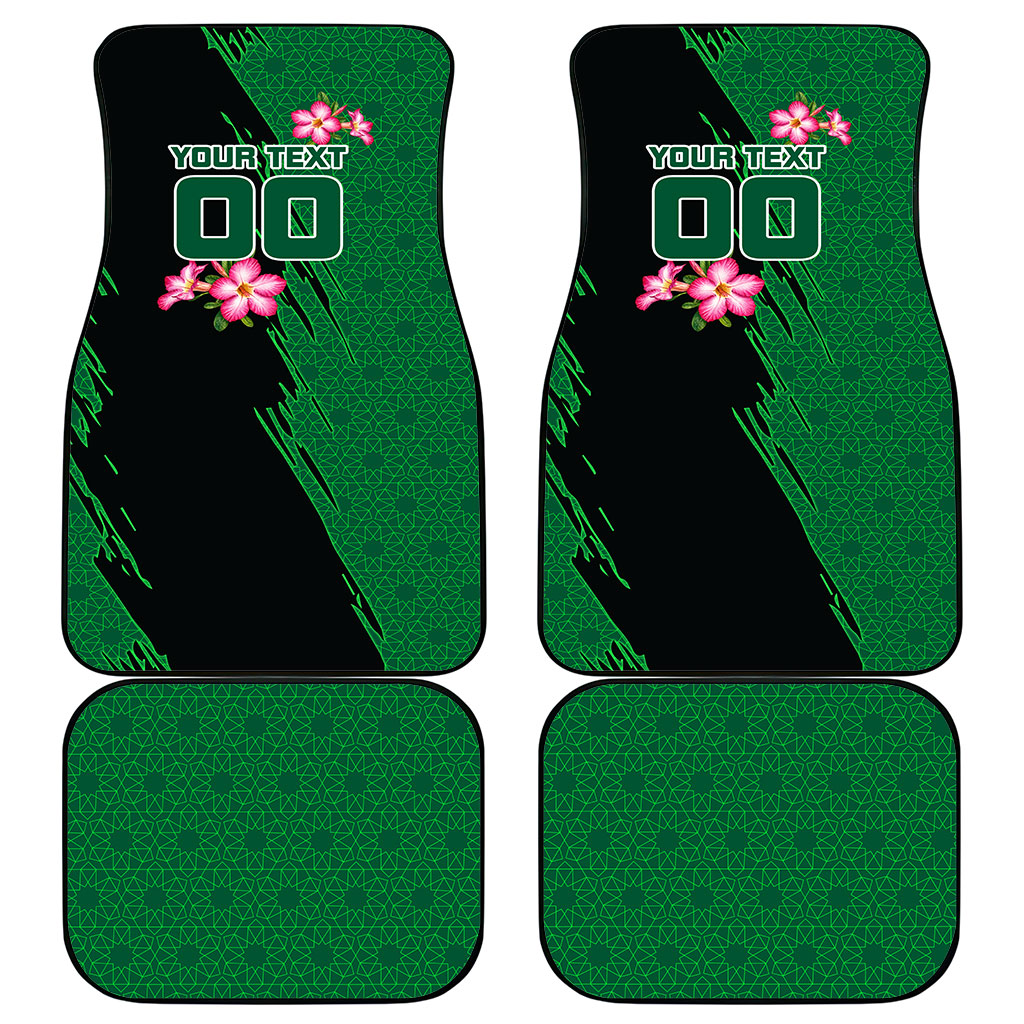 Personalized Saudi Arabia Football Car Mats Falcon Mascot Green - Desert Rose Geometric